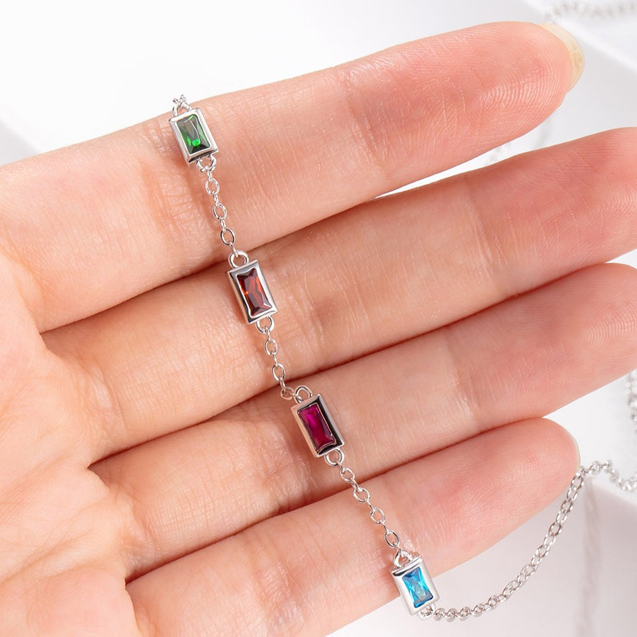 Custom 1-6 Square Birthstone Necklace, Mother's Day/Birthday Gift for Mom/Grandma/Her