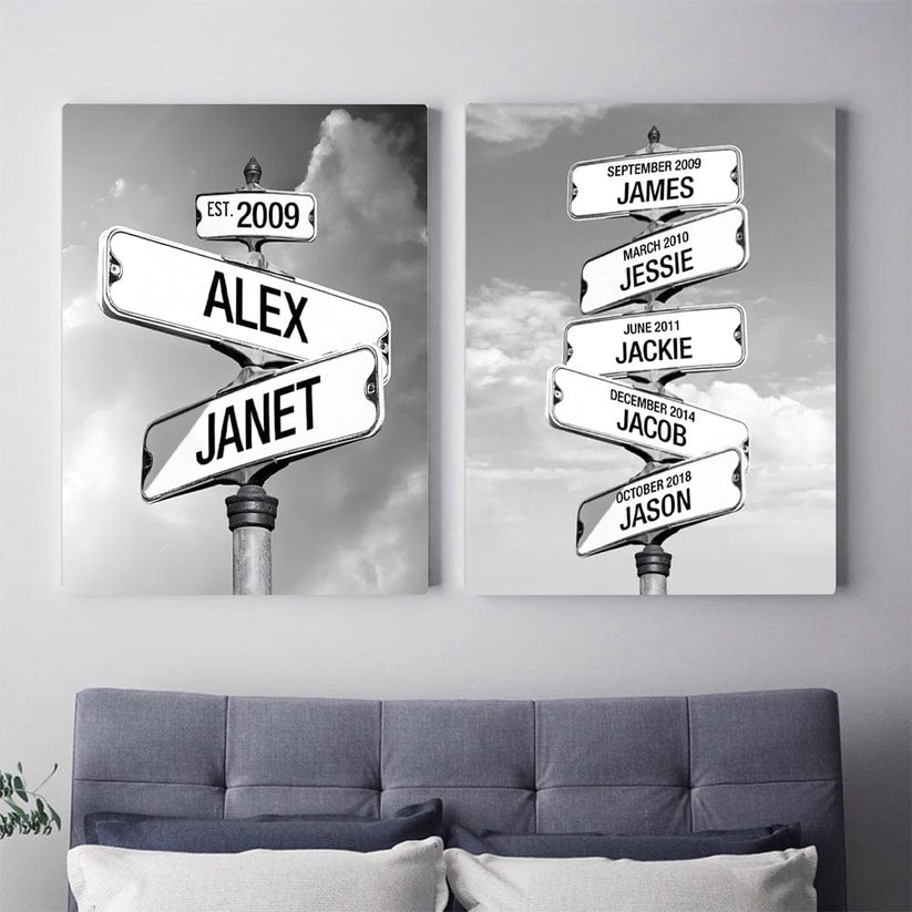 Crossroad of Love | Custom Children Names Premium Canvas