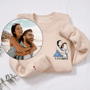 Custom Embroidered Sweatshirt Portrait Couple Family Gift