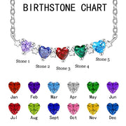 Personalized Star Heart-Shaped Birthstone Necklace (1-6 Stones) - Mother's Day, Anniversary, Birthday Gift for Her