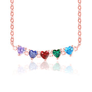 Personalized Star Heart-Shaped Birthstone Necklace (1-6 Stones) - Mother's Day, Anniversary, Birthday Gift for Her