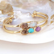 Raw Birthstone Cuff Bracelet, Personalized Gift