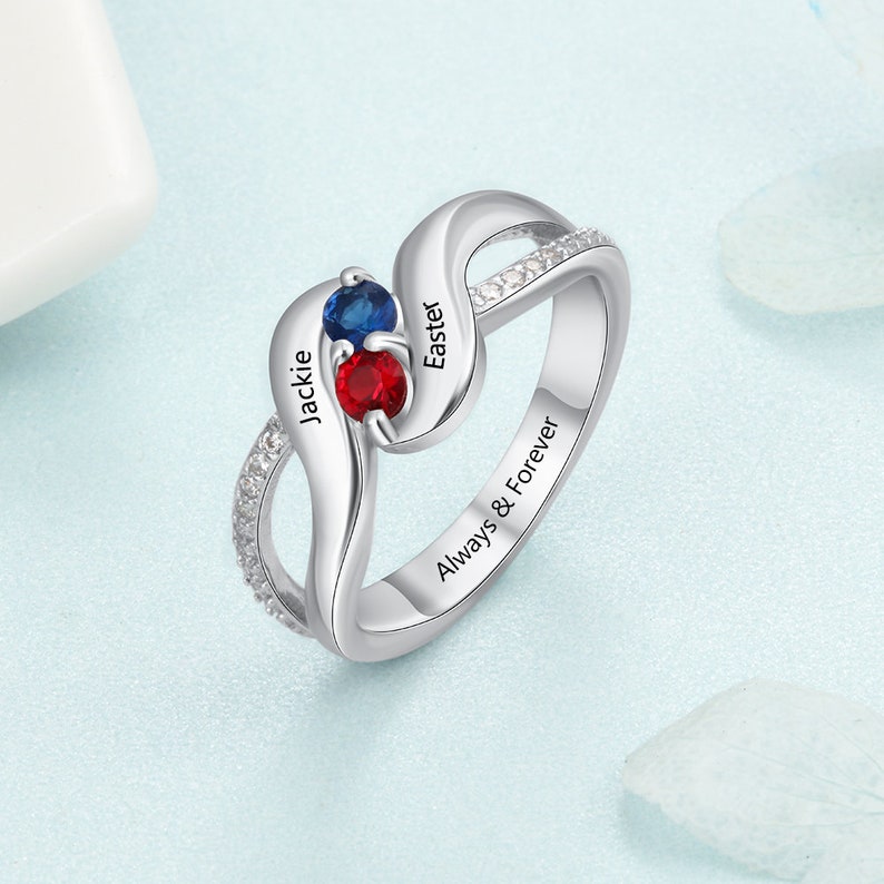 I Love You Forever - Personalized Promise Birthstones Ring