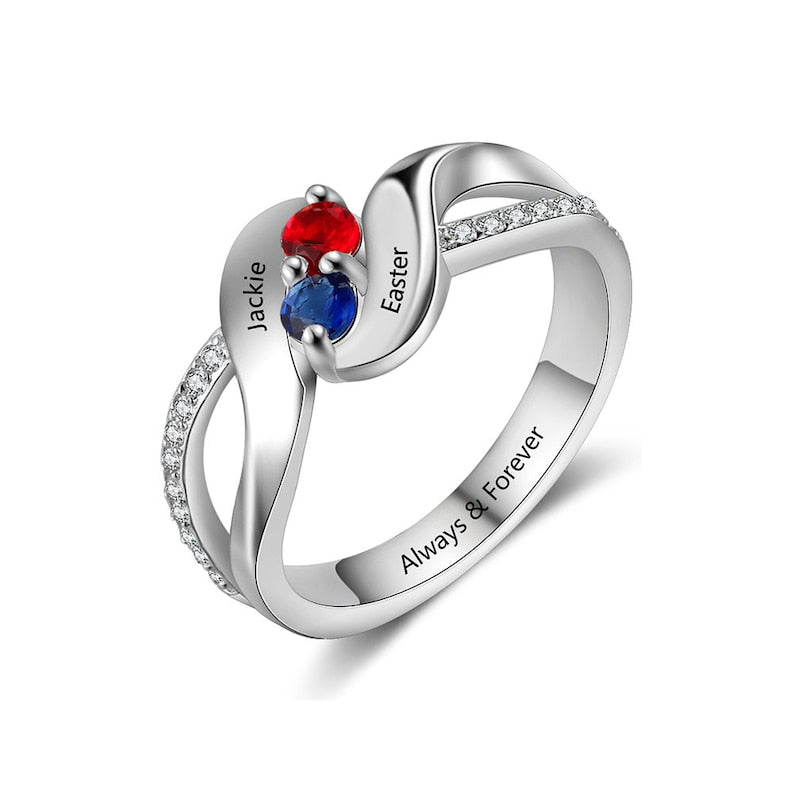 I Love You Forever - Personalized Promise Birthstones Ring