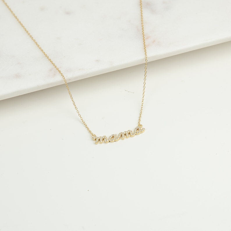 Pave Mama Script Necklace • The perfect gift for Mom