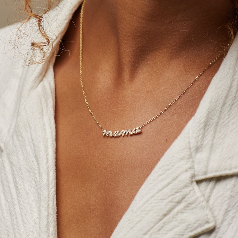 Pave Mama Script Necklace • The perfect gift for Mom