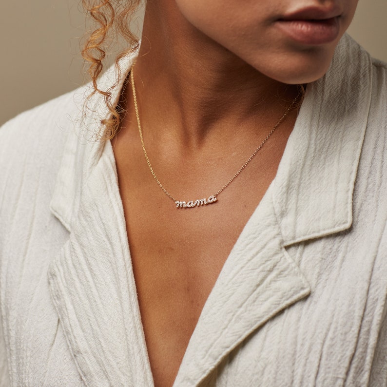 Pave Mama Script Necklace • The perfect gift for Mom