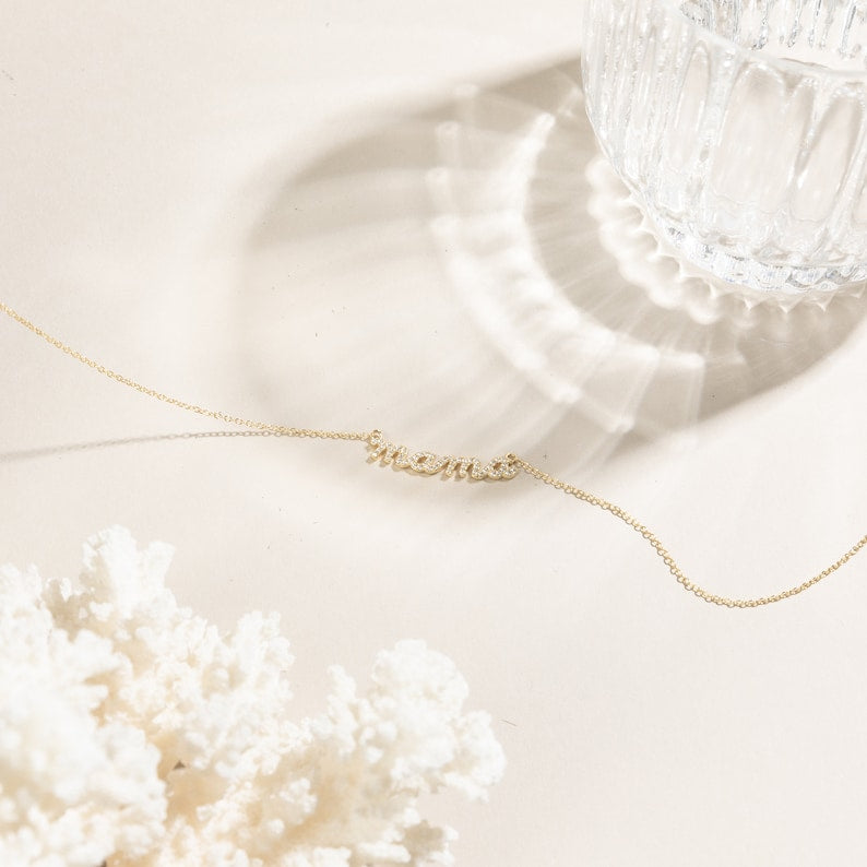 Pave Mama Script Necklace • The perfect gift for Mom