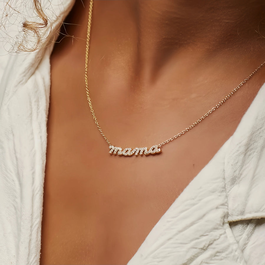 Pave Mama Script Necklace • The perfect gift for Mom