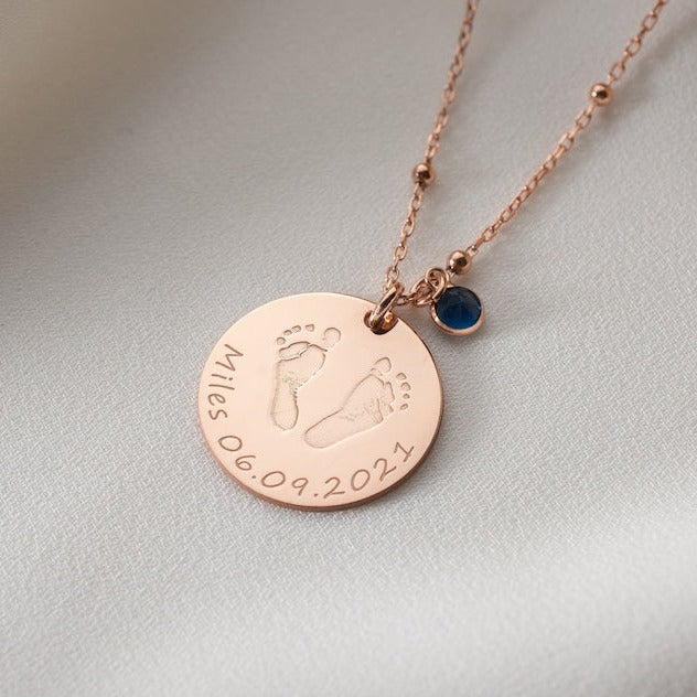 Actual Footprint Necklace with name