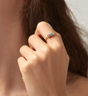 Delicate Round Birthstone Ring for Mother Grandma