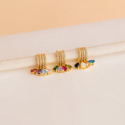 Minimalist Gold Hoops with Dangling Gemstone Charm • Birthday Gifts for Daughter