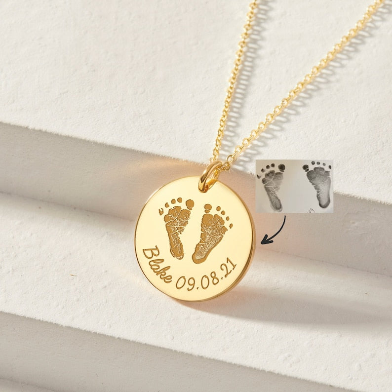 Actual Footprint Necklace with name