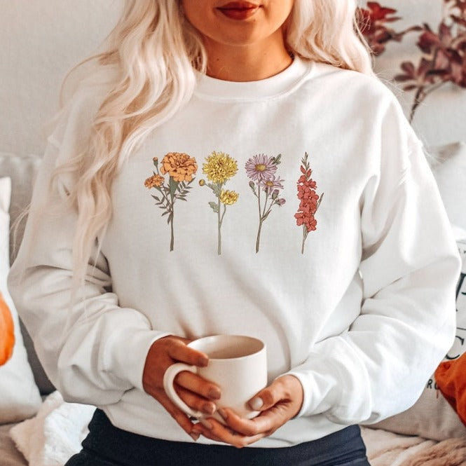 Birth Month Flowers Sweatshirt, Mothers Day Shirt