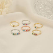 Delicate Round Birthstone Ring for Mother Grandma