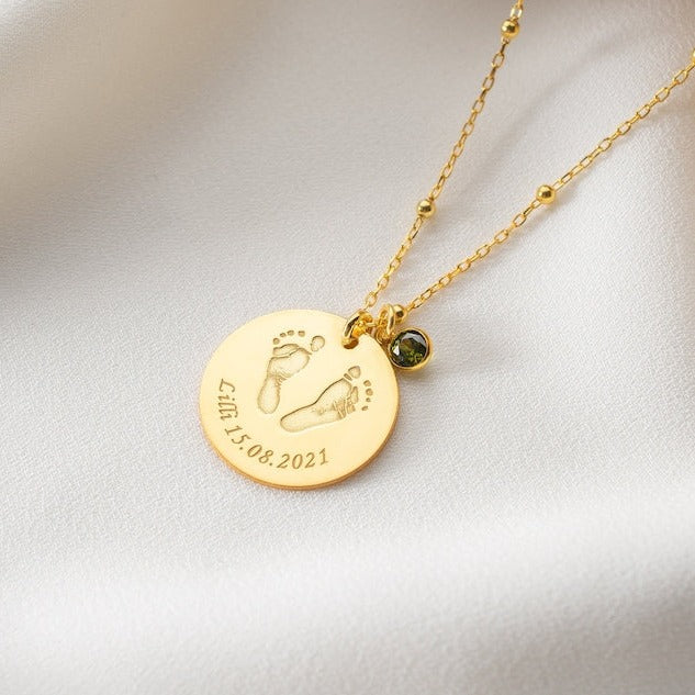 Actual Footprint Necklace with name