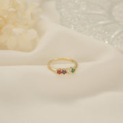 Delicate Round Birthstone Ring for Mother Grandma