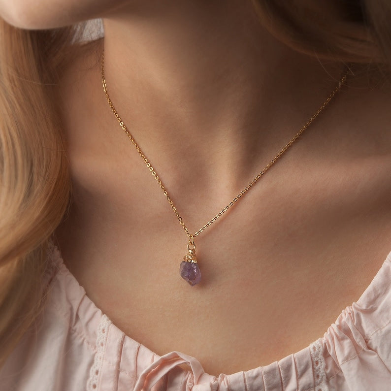 Raw Birthstone Necklaces - Birthstone Jewelry Gifts for Mom