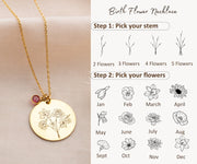 Dainty Combined Birth Month Flower Bouquet Necklace