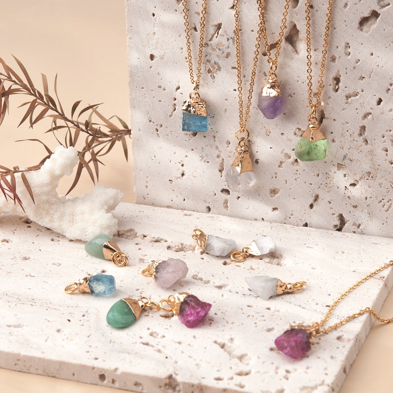 Raw Birthstone Necklaces - Birthstone Jewelry Gifts for Mom