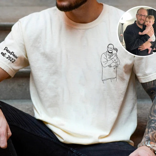 Dad Portrait Embroidered Shirt From Photo